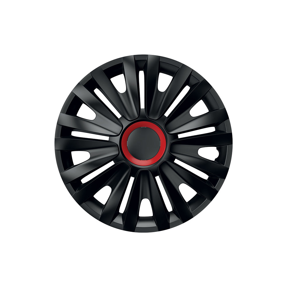 Set Capace Roti 15` Negre Cu Inel Rosu Royal