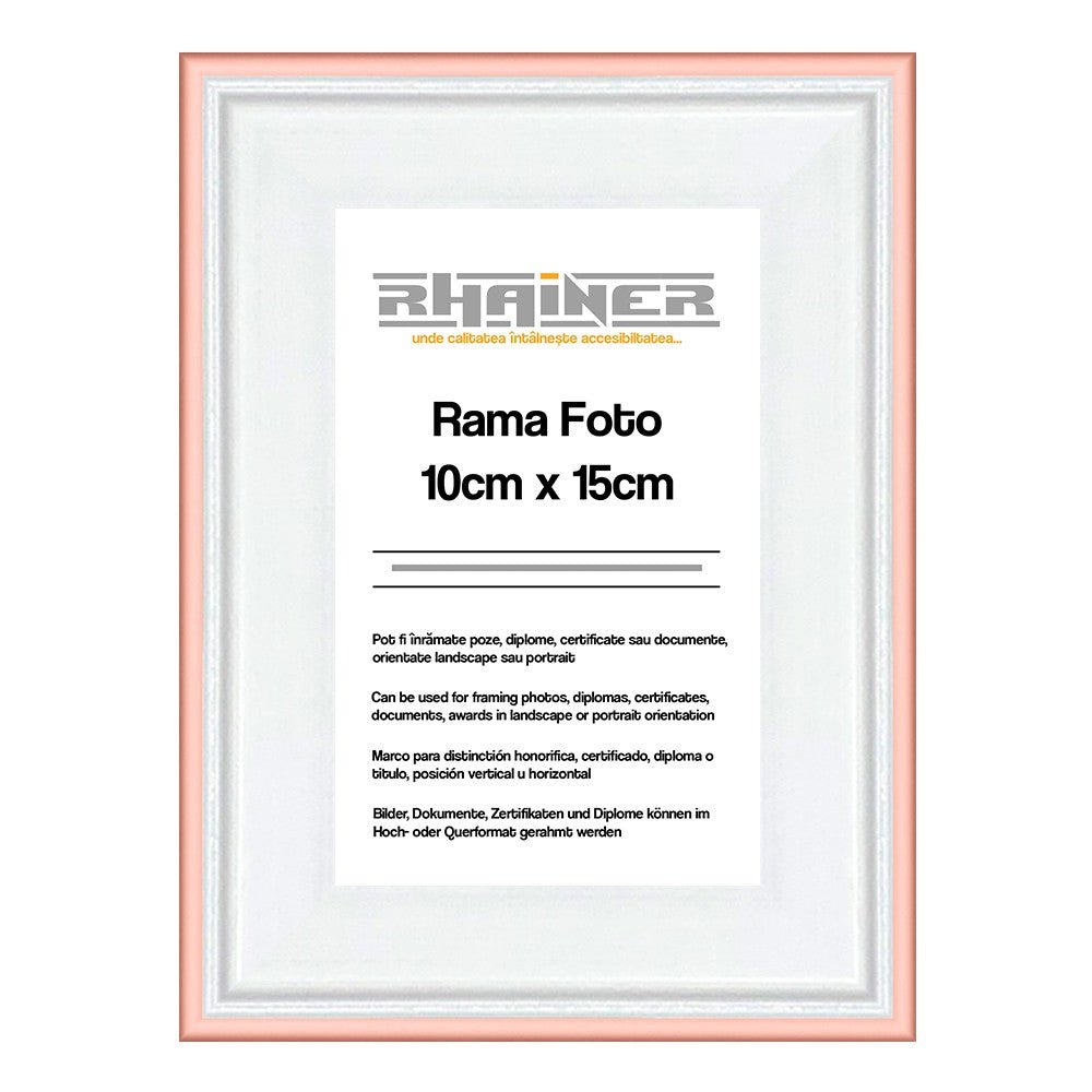 Rama foto Barcelona alb+auriu rose 10x15