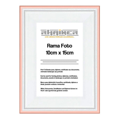 Rama foto Barcelona alb+auriu rose 10x15