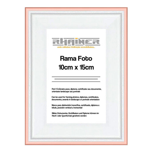 Rama foto Barcelona alb+auriu rose 10x15