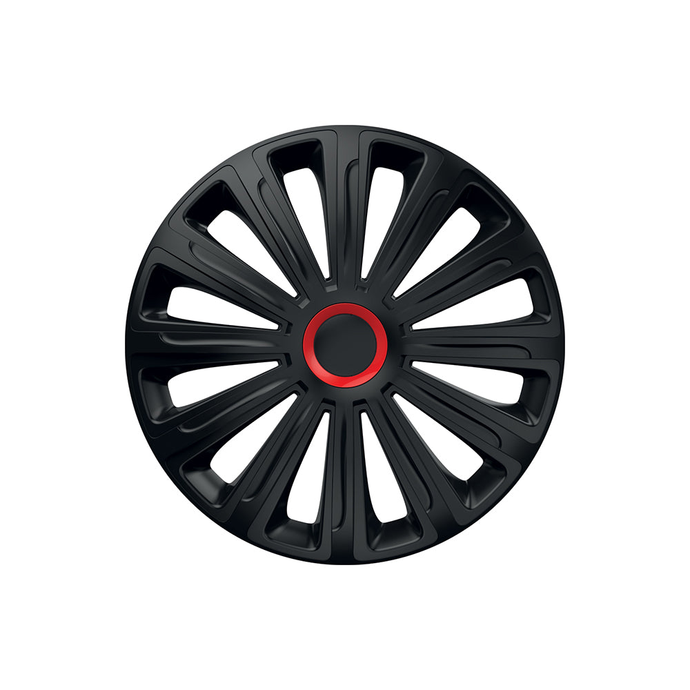 Set Capace Roti 15` Negre Cu Inel Rosu Trend