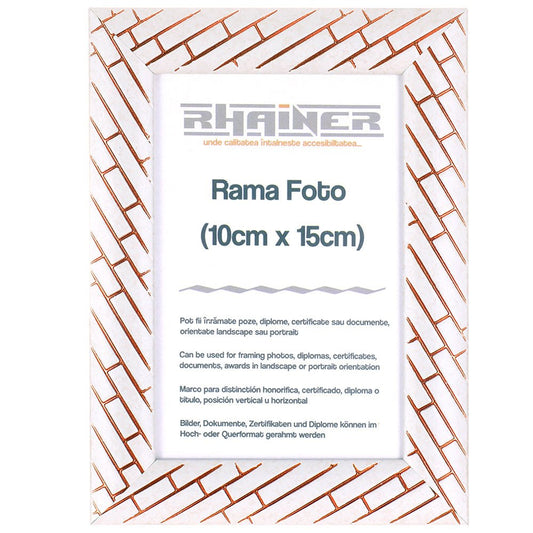 Rama foto Barrio alb+auriu rose 10x15