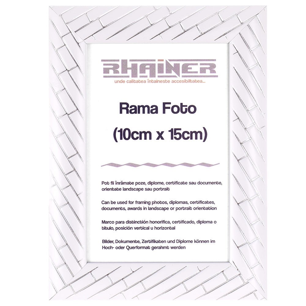 Rama foto Barrio alb+argintiu 10x15