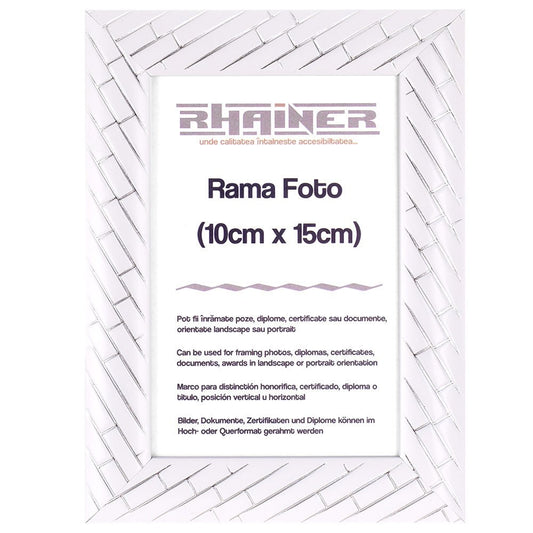 Rama foto Barrio alb+argintiu 10x15