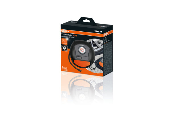 Compresor auto aer OSRAM TYREinflate 200 OTI200, alimentare 12 V, 6.9 bar, 120 W, afisaj analogic