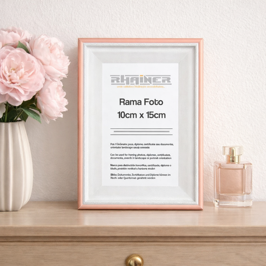 Rama foto Barcelona alb cu auriu rose 10x15 cm | Rama eleganta moderna
