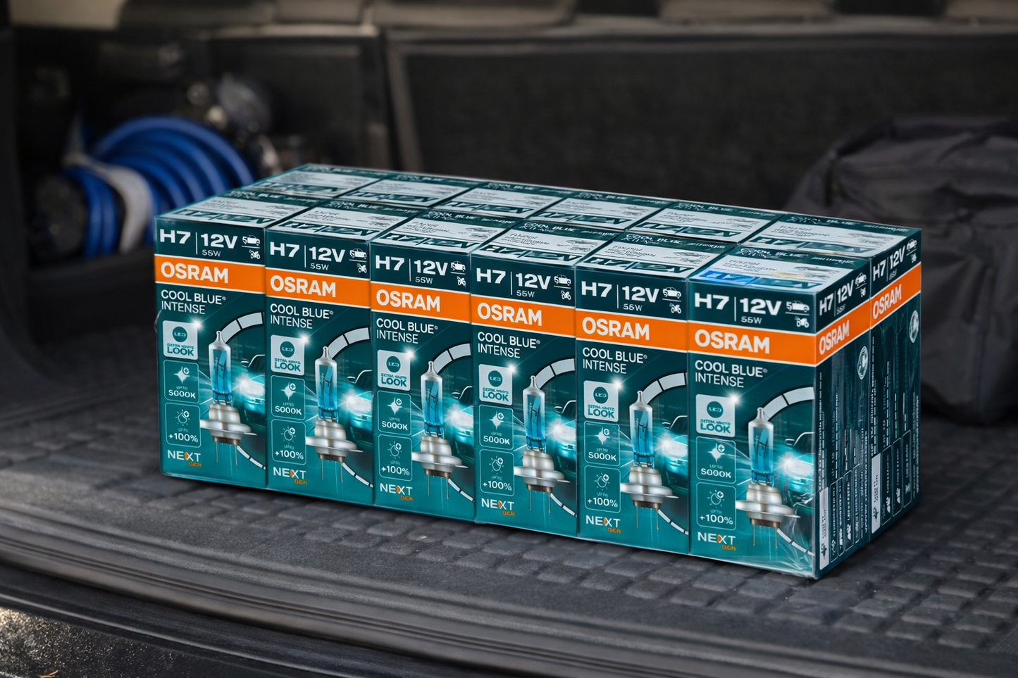 Bax 10 buc. Becuri Halogen H7 12V 55W Osram Cool Blue Intense NextGen (5000K)