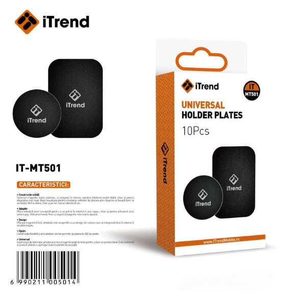 Set 2 plăcuțe metalice iTrend MT 501 pentru suport telefon magnetic
