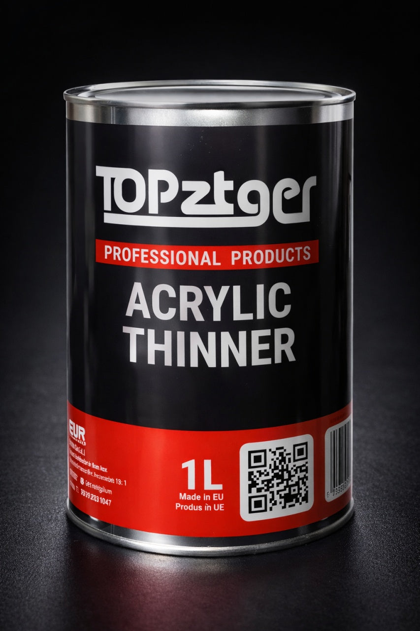 Topzteger Professional Grade Acrylic Thinner for Automotive Metal Surfaces - 1 Liter